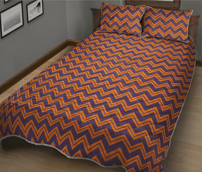 Halloween Zigzag Pattern Print Quilt Bed Set