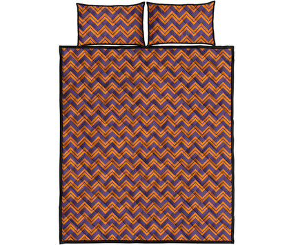 Halloween Zigzag Pattern Print Quilt Bed Set