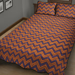 Halloween Zigzag Pattern Print Quilt Bed Set