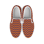 Halloween Zigzag Pattern Print White Slip On Shoes