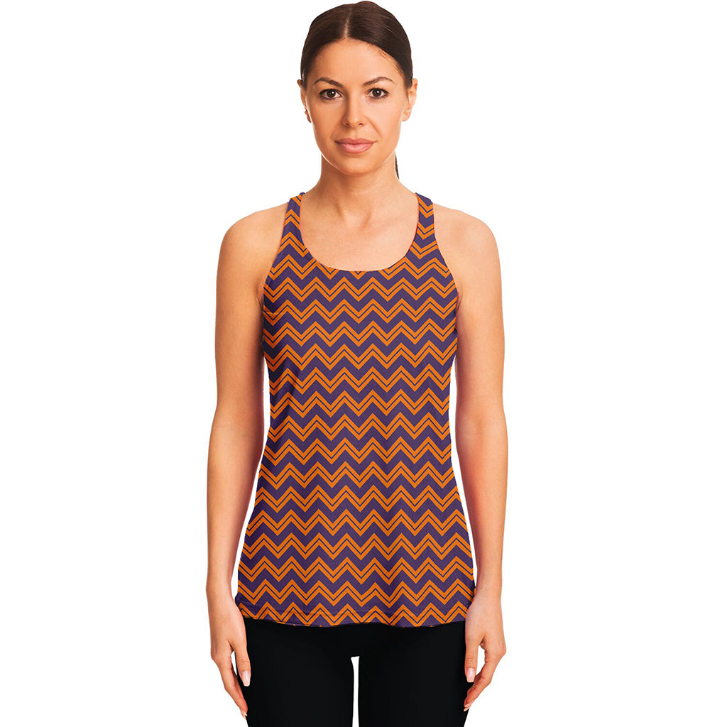 Halloween Zigzag Pattern Print Women's Racerback Tank Top