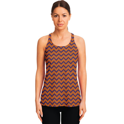 Halloween Zigzag Pattern Print Women's Racerback Tank Top