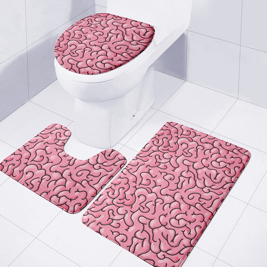 Halloween Zombie Brain Print 3 Piece Bath Mat Set