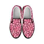 Halloween Zombie Brain Print Black Slip On Shoes