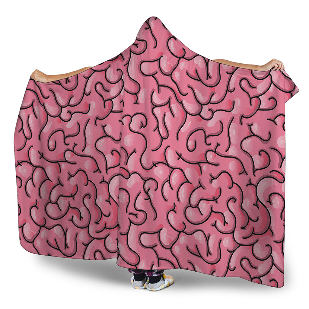 Halloween Zombie Brain Print Hooded Blanket
