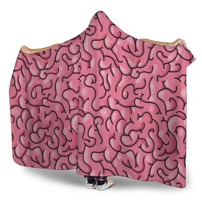 Halloween Zombie Brain Print Hooded Blanket
