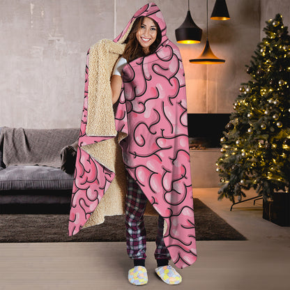 Halloween Zombie Brain Print Hooded Blanket