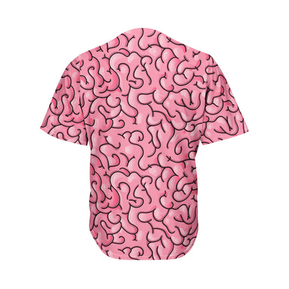Halloween Zombie Brain Print Men's Baseball Jersey