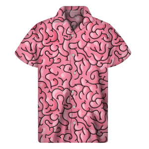 Halloween Zombie Brain Print Men's Short Sleeve Shirt