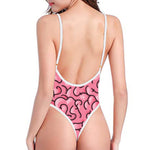 Halloween Zombie Brain Print One Piece High Cut Swimsuit
