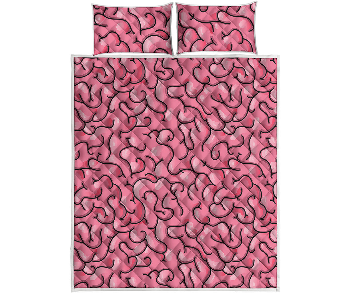 Halloween Zombie Brain Print Quilt Bed Set