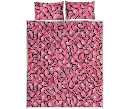 Halloween Zombie Brain Print Quilt Bed Set