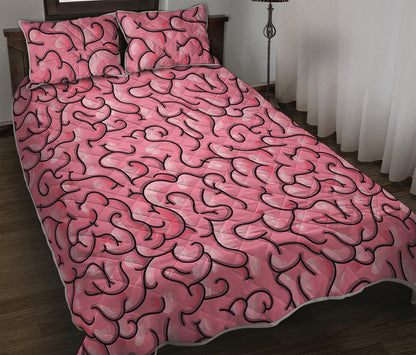 Halloween Zombie Brain Print Quilt Bed Set