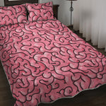 Halloween Zombie Brain Print Quilt Bed Set