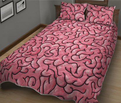 Halloween Zombie Brain Print Quilt Bed Set