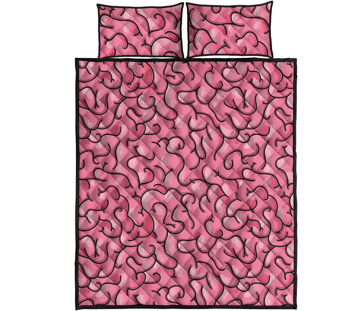 Halloween Zombie Brain Print Quilt Bed Set