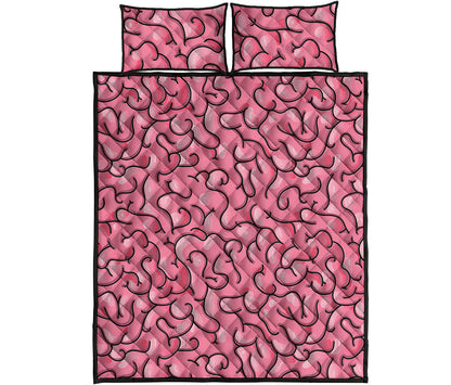 Halloween Zombie Brain Print Quilt Bed Set