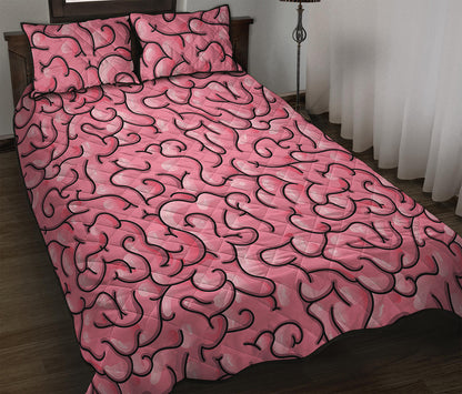 Halloween Zombie Brain Print Quilt Bed Set