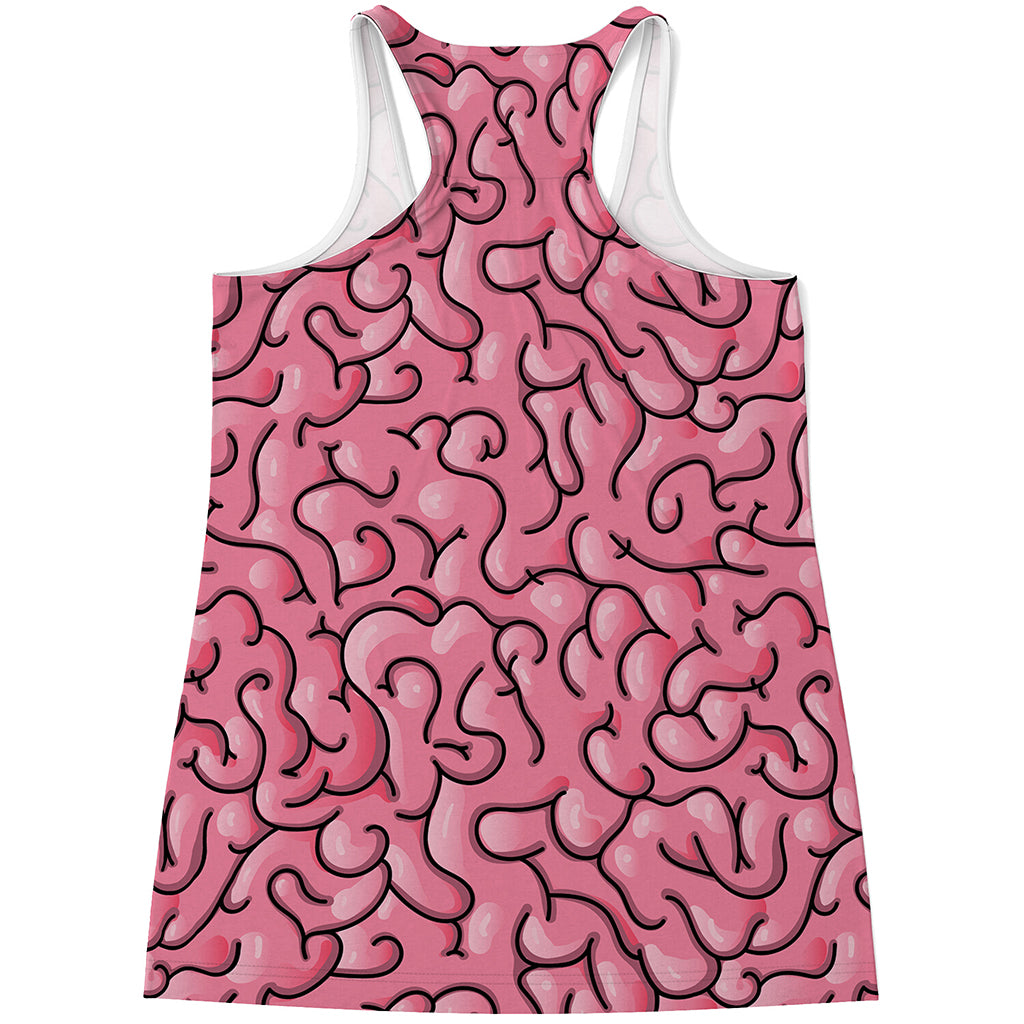 Halloween Zombie Brain Print Women's Racerback Tank Top