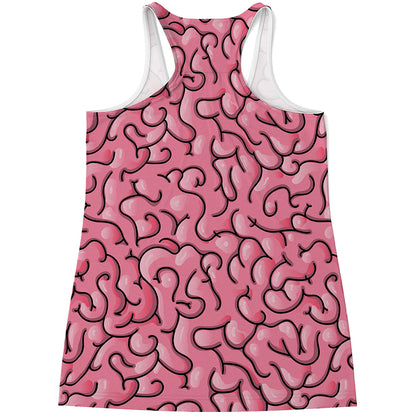 Halloween Zombie Brain Print Women's Racerback Tank Top