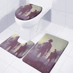 Halloween Zombie Crowd Print 3 Piece Bath Mat Set