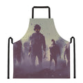 Halloween Zombie Crowd Print Apron