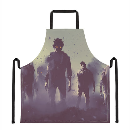 Halloween Zombie Crowd Print Apron