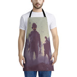 Halloween Zombie Crowd Print Apron
