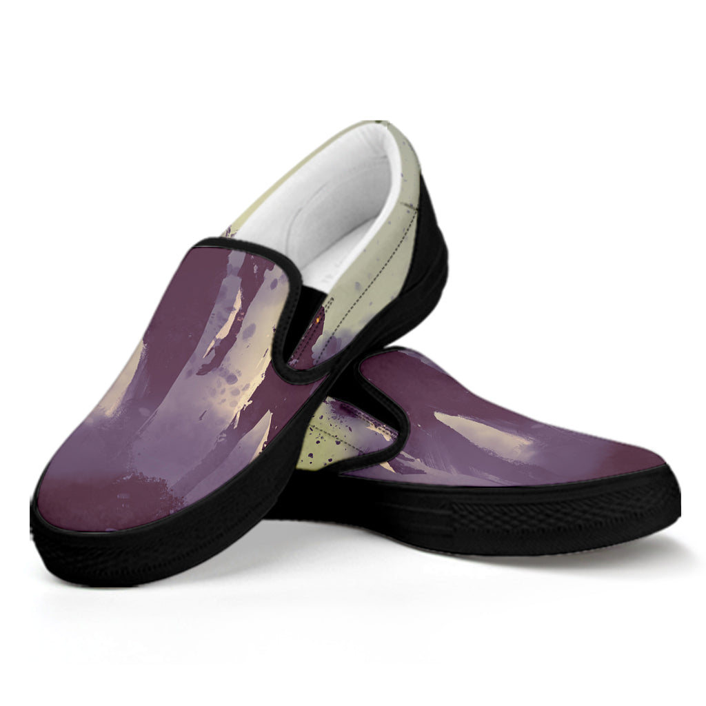 Halloween Zombie Crowd Print Black Slip On Shoes