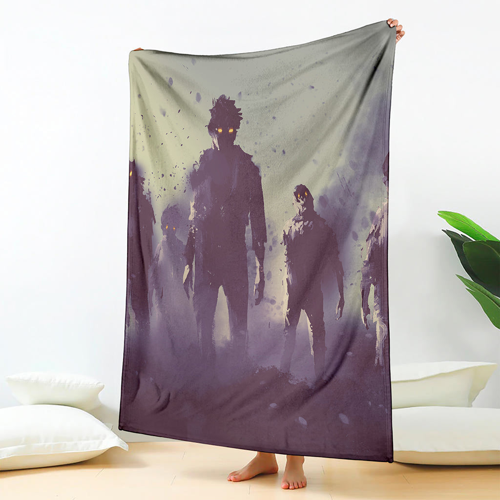 Halloween Zombie Crowd Print Blanket
