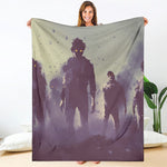 Halloween Zombie Crowd Print Blanket