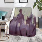 Halloween Zombie Crowd Print Blanket