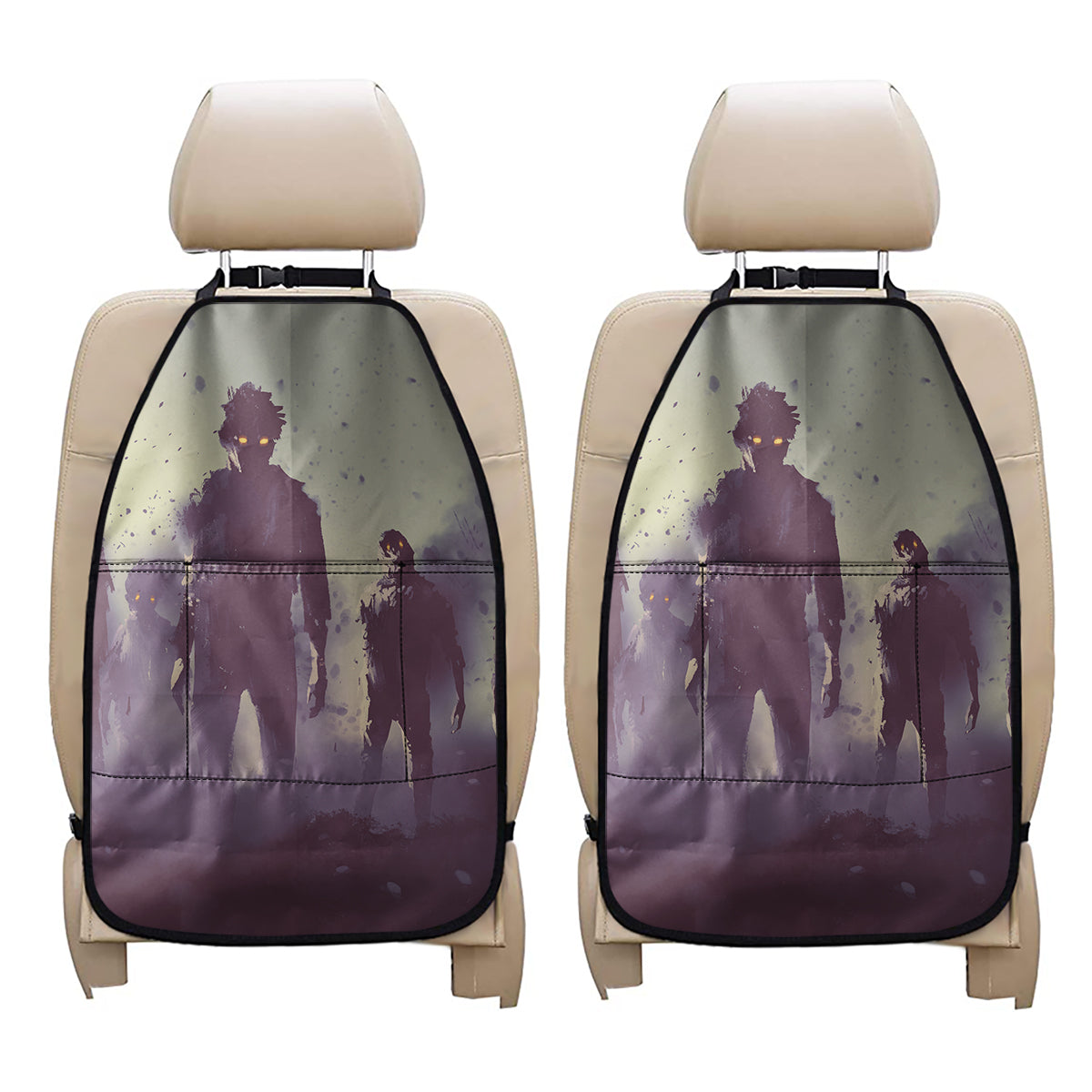 Halloween Zombie Crowd Print Car Seat Organizers
