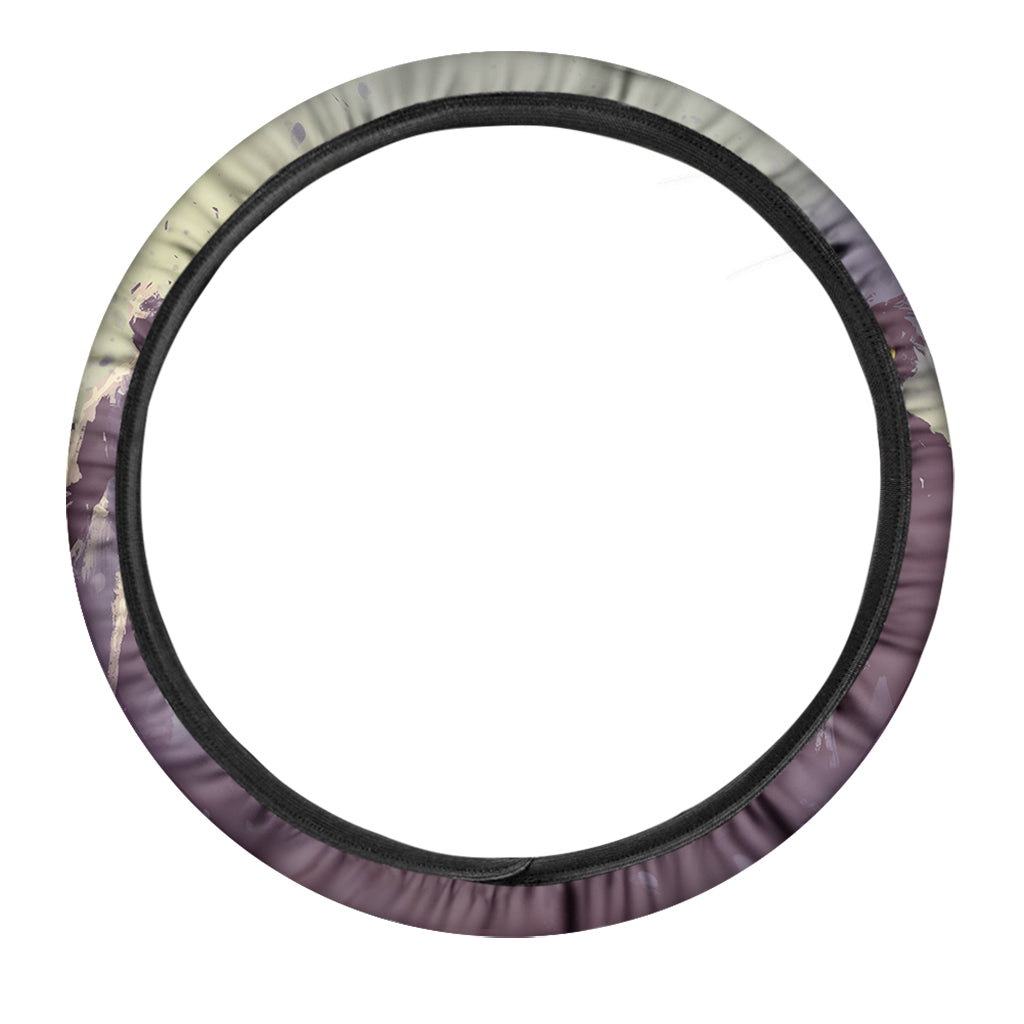 Halloween Zombie Crowd Print Car Steering Wheel Cover