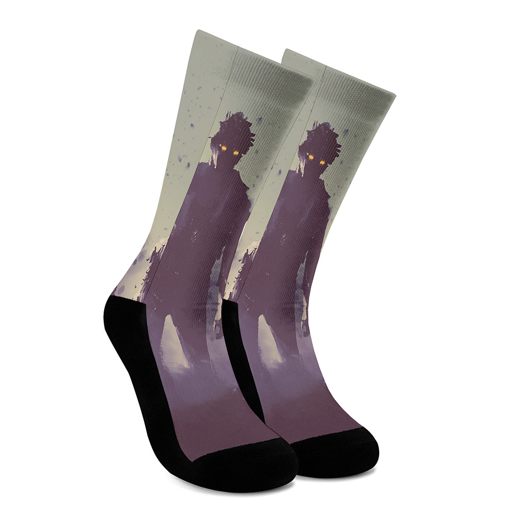 Halloween Zombie Crowd Print Crew Socks