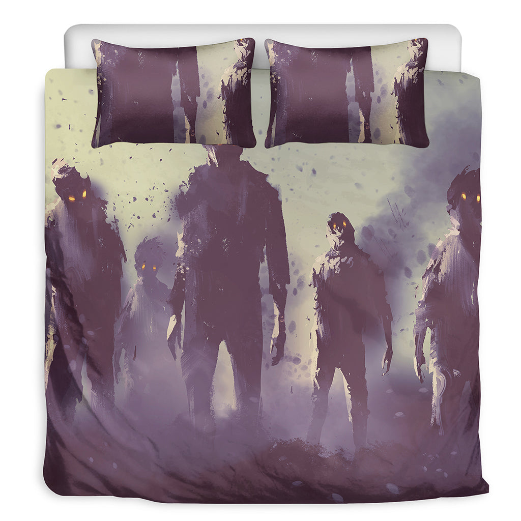 Halloween Zombie Crowd Print Duvet Cover Bedding Set