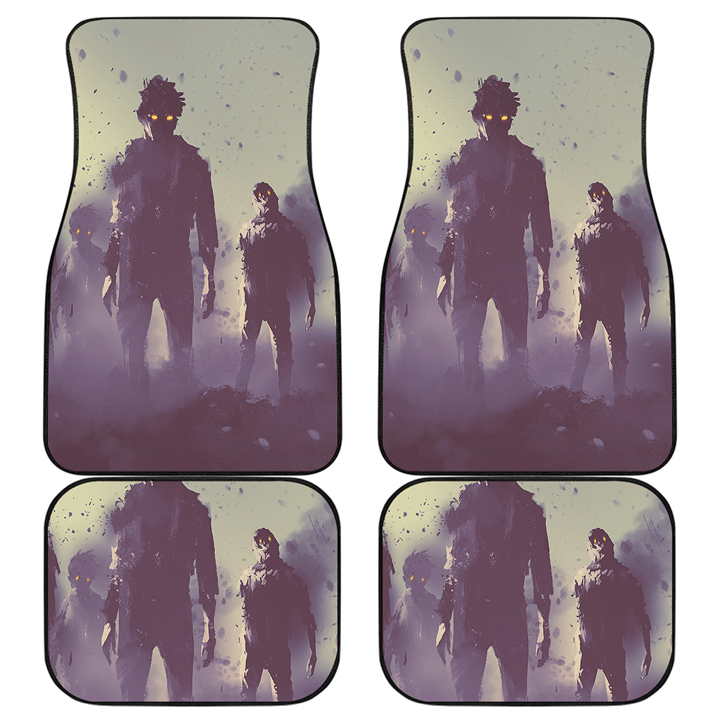 Halloween Zombie Crowd Print Front and Back Car Floor Mats