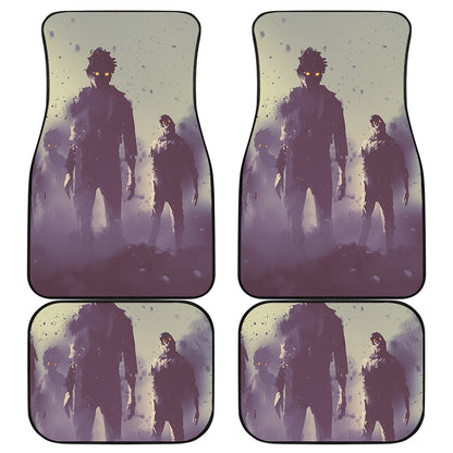 Halloween Zombie Crowd Print Front and Back Car Floor Mats