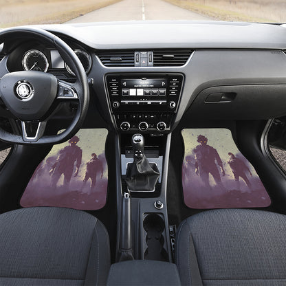 Halloween Zombie Crowd Print Front and Back Car Floor Mats
