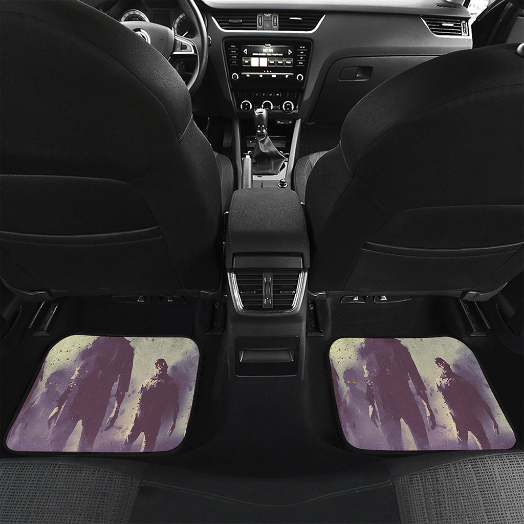 Halloween Zombie Crowd Print Front and Back Car Floor Mats
