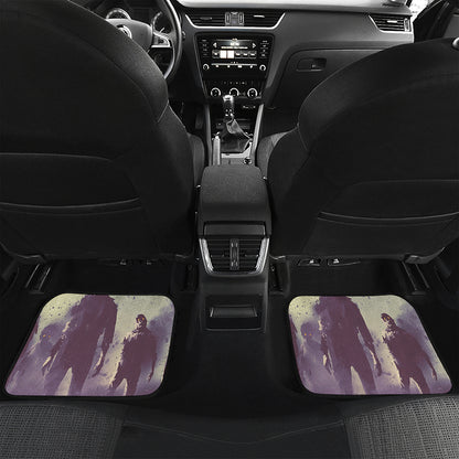 Halloween Zombie Crowd Print Front and Back Car Floor Mats