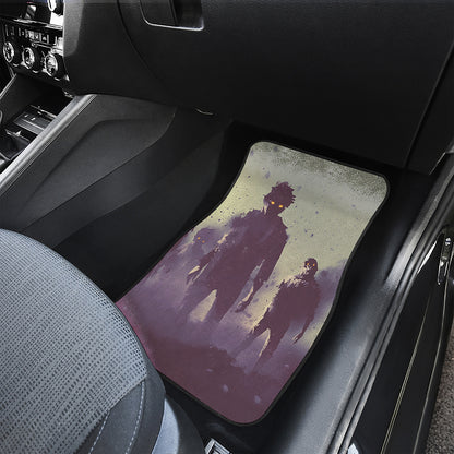 Halloween Zombie Crowd Print Front and Back Car Floor Mats