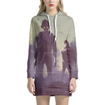 Halloween Zombie Crowd Print Hoodie Dress
