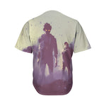 Halloween Zombie Crowd Print Men's Baseball Jersey