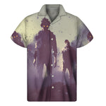 Halloween Zombie Crowd Print Men's Short Sleeve Shirt