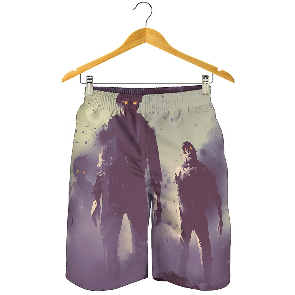Halloween Zombie Crowd Print Men's Shorts