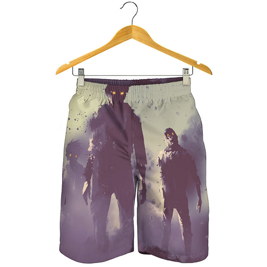 Halloween Zombie Crowd Print Men's Shorts