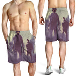 Halloween Zombie Crowd Print Men's Shorts