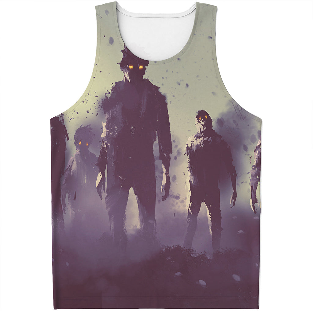 Halloween Zombie Crowd Print Men's Tank Top