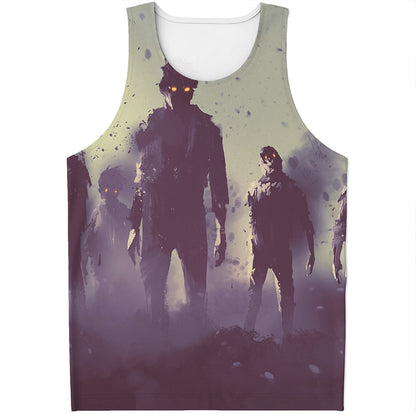 Halloween Zombie Crowd Print Men's Tank Top
